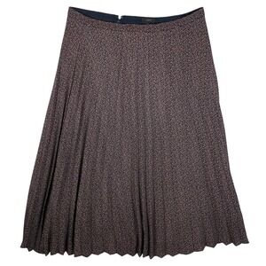 J.Crew Pleated Midi Skirt 16T Navy Blue Micro Dot Scalloped Hem J1692 SU18